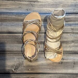 Metallic Strappy Sandals Rose Gold